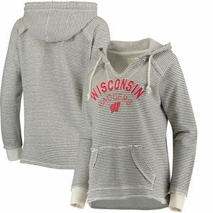 Women's Blue 84 Cream Wisconsin Badgers Striped Fr
